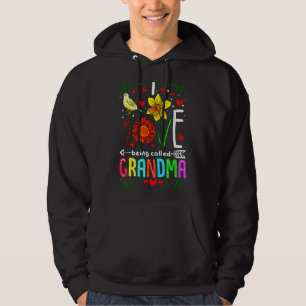 Jag heter Kärlek Grandma Mimi Nana Gigi Flower Hoodie