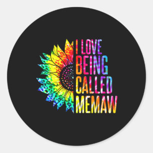 Jag heter Kärlek Memaw Solros Tie Dye Mor Runt Klistermärke