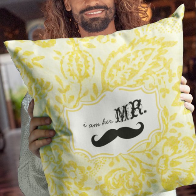 Jag heter Lemon Zest Mustache Pillow Kudde (Skapare uppladdad)