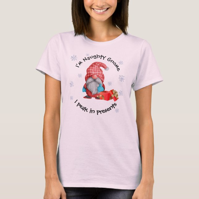 Jag heter Naughty Gnome - jag talar i Presenter T- T Shirt (Framsida)