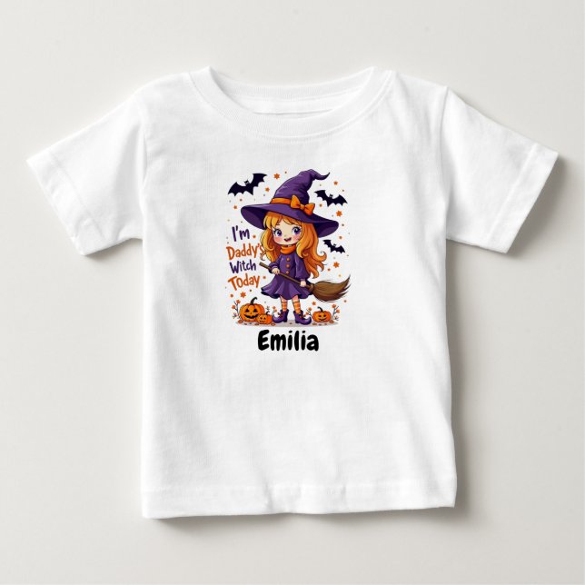 Jag heter Pappor Witch eget namn Halloween T Shirt (Framsida)