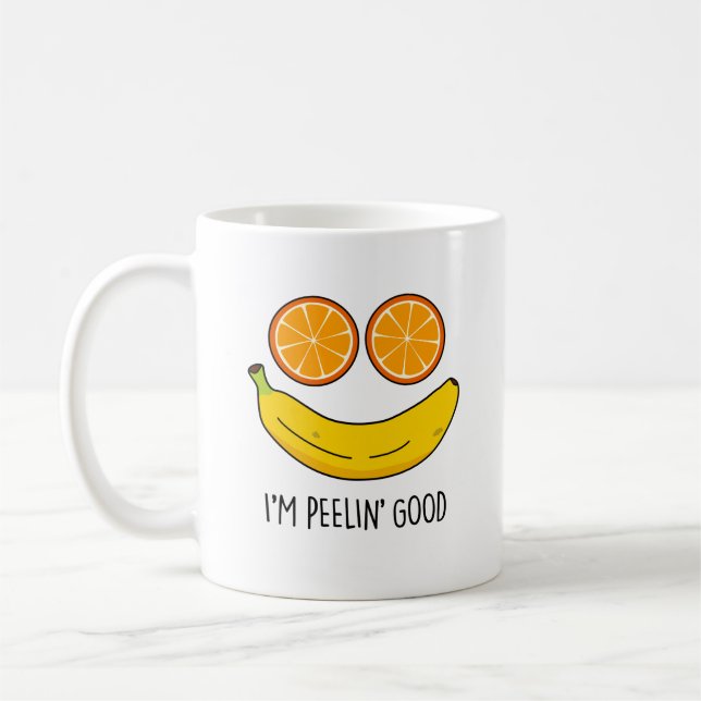 Jag heter Peelin Bra Funny Fruit Pun Kaffemugg (Vänster)