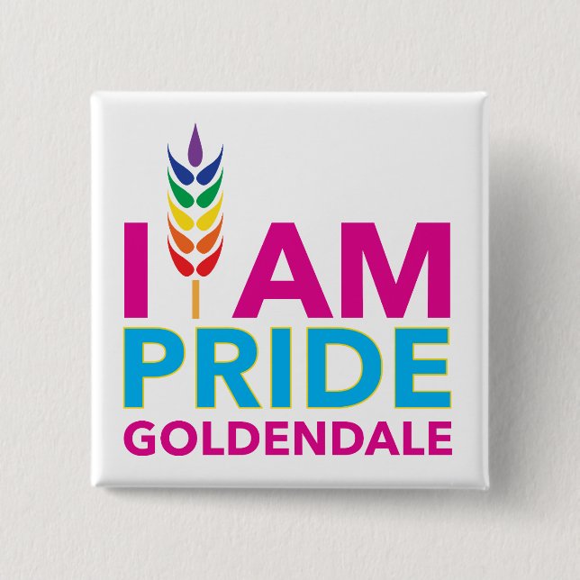 Jag heter PRIDE Goldendale Square Button Knapp (Framsida)