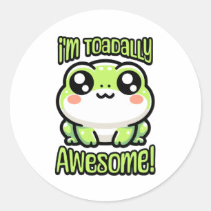 Jag heter Toadally Fantastisk! Cute Toad Frog Pun Runt Klistermärke