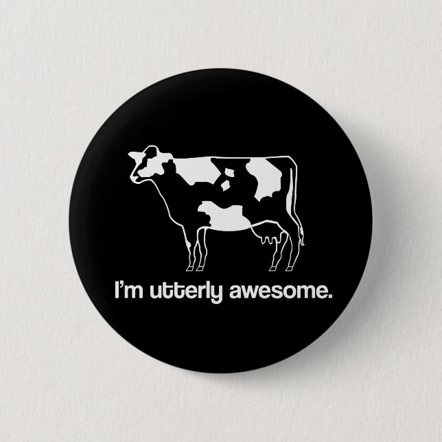 Jag heter Utterly Fantastisk Funny Cow Button Knapp (Framsida)