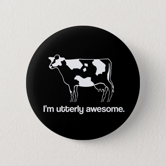 Jag heter Utterly Fantastisk Funny Cow Button Knapp (Framsida)
