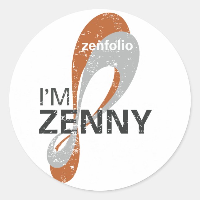Jag heter Zenny Sticker Runt Klistermärke (Framsida)