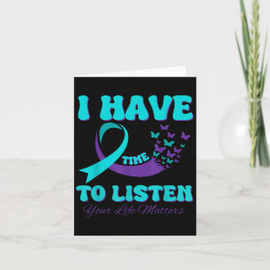 Jag hinner lyssna på Lila Teal Ribbon Butterfly Kort