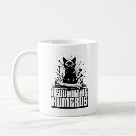 Jag hittade den här humerussvarta katten med human kaffemugg