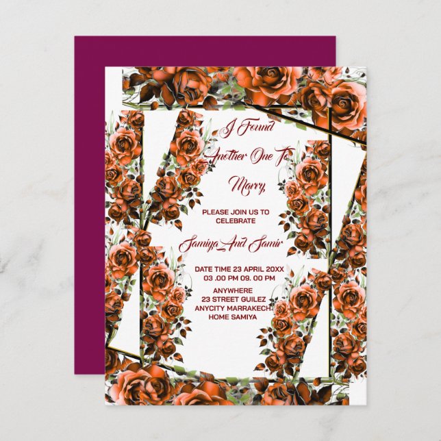 JAG HITTADE EN TILL MARRY BRÖLLOP INBJUDNINGAR (Fram/baksida)