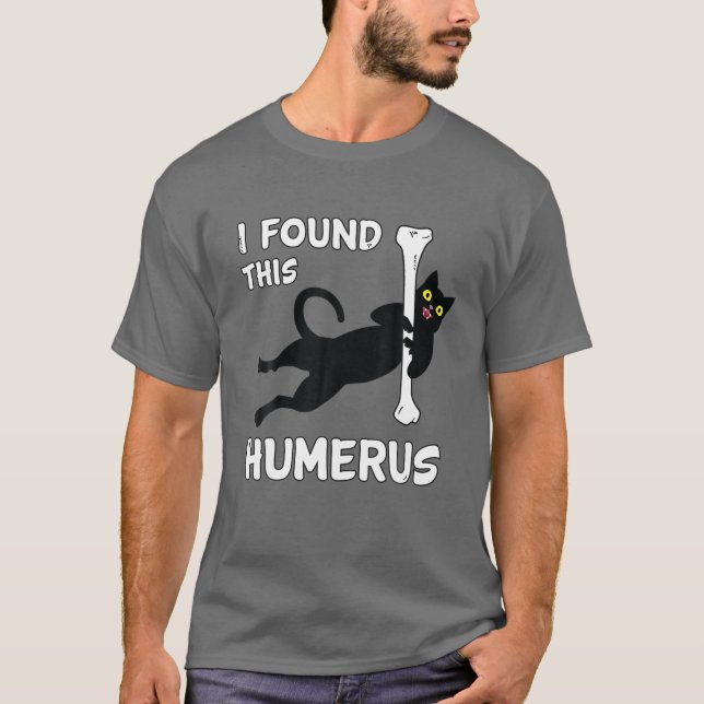 Jag hittade Humerus Funny Halloween Cat T Shirt (Framsida)