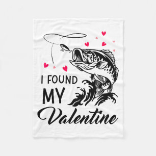 Jag hittade min valentin rolig fiske Alla hjärtans Fleecefilt