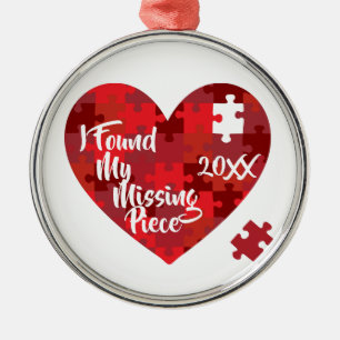 Jag hittade mitt saknade Biet - Pussel Heart Julgransprydnad Metall