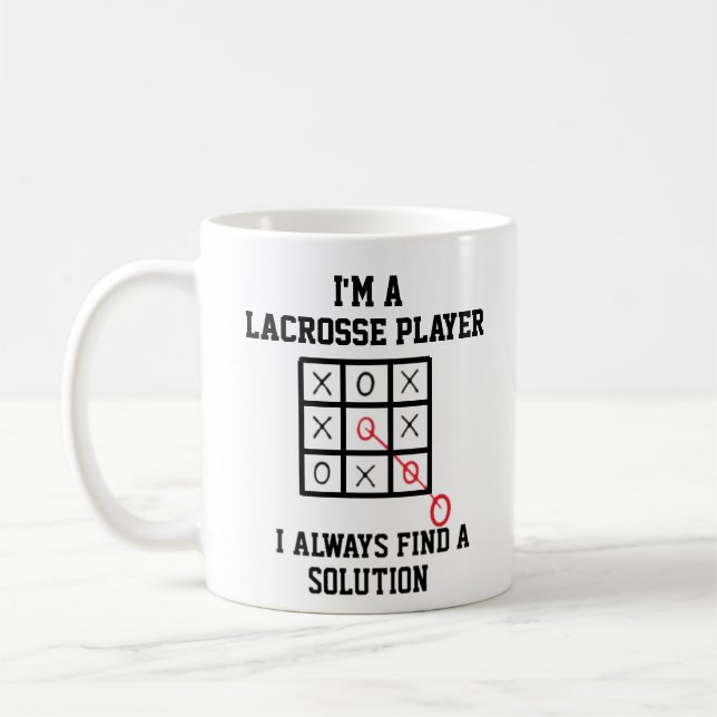 Jag hittar alltid en lösning på en Lacrosse Player Kaffemugg (Vänster)