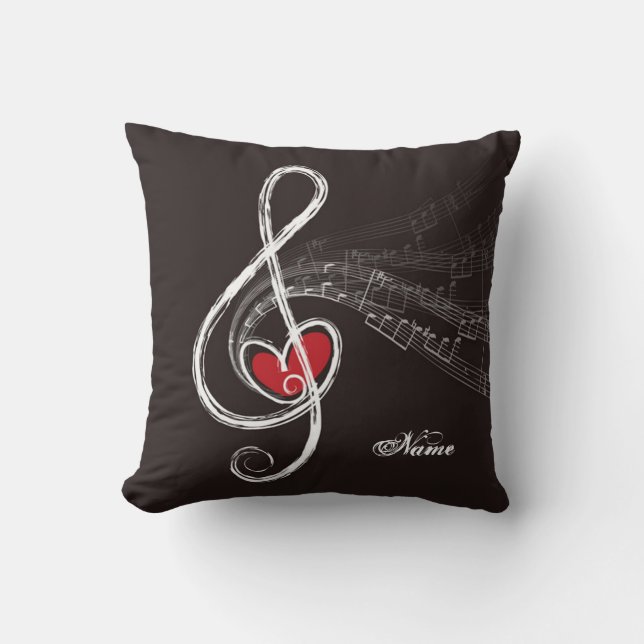 JAG HJÄLPER MUSIC Treble Clef Black Personlig Kudde (Framsida)