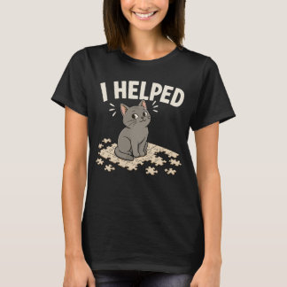 Jag hjälpte rolig katt och pusselälskare t shirt