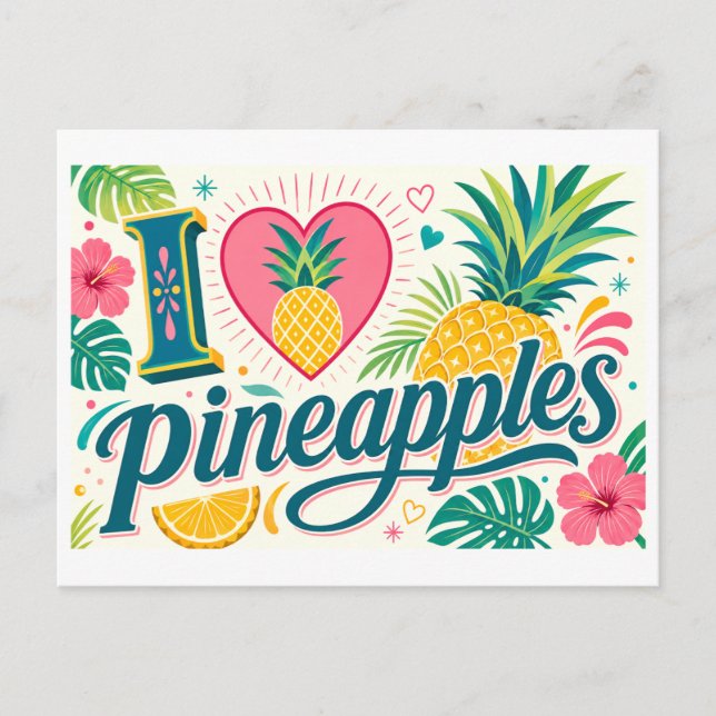 "Jag [hjärta] Ananas" Vykort (Framsida)