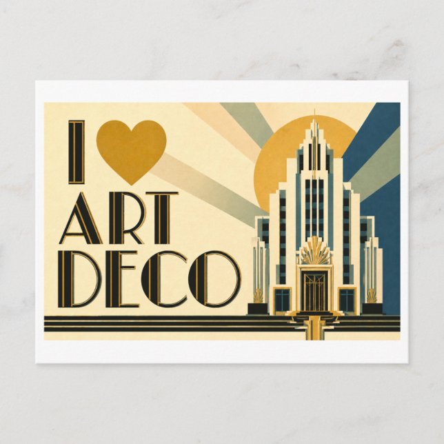 "Jag [Hjärta] Art Deco" Vykort (Framsida)
