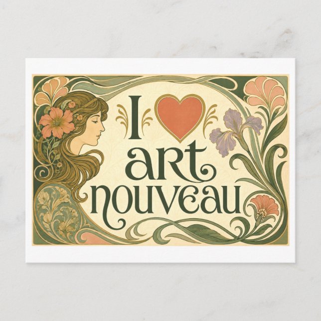 "Jag [Hjärta] Art Nouveau" Vykort (Framsida)