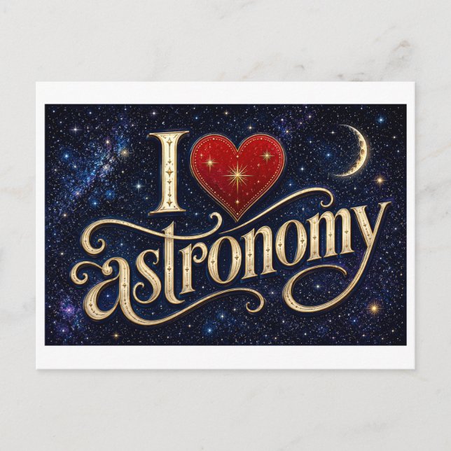 "Jag [Hjärta] Astronomi" Vykort (Framsida)