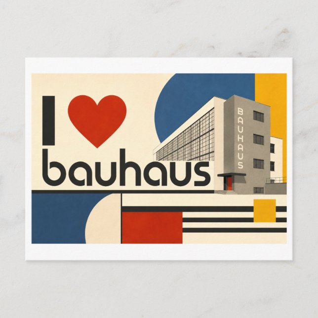 "Jag [Hjärta] Bauhaus" Vykort (Framsida)
