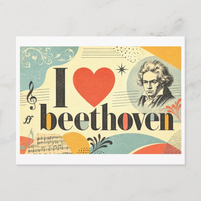 "Jag [Hjärta] Beethoven" Vykort (Framsida)