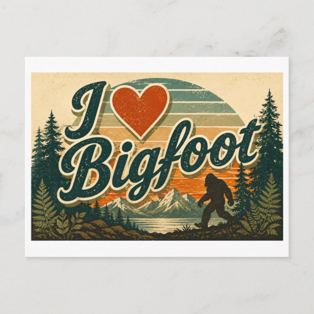 "Jag [Hjärta] Bigfoot" Vykort (Framsida)