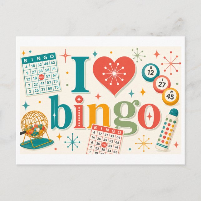 "Jag [hjärta] bingo" Vykort (Framsida)