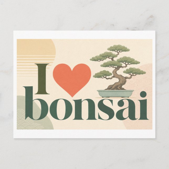 "Jag [Hjärta] Bonsai" Vykort (Framsida)