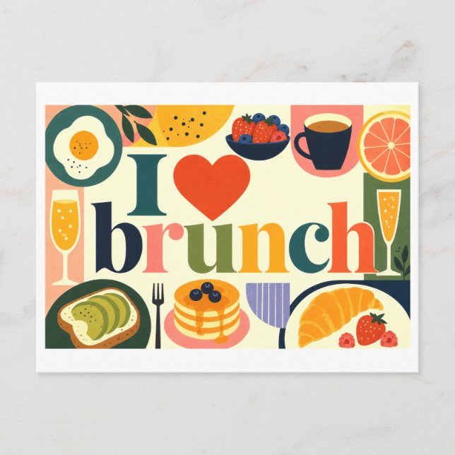 "Jag [Hjärta] Brunch" Vykort (Framsida)