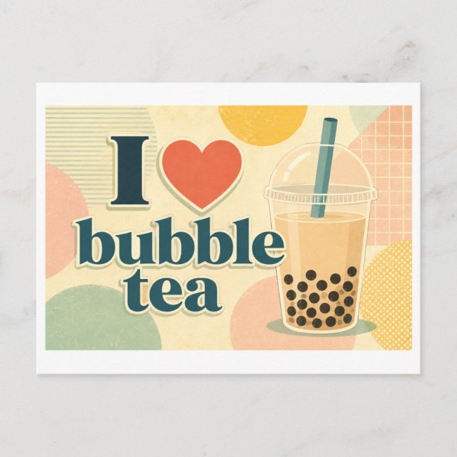 "Jag [Hjärta] Bubble Tea" Vykort (Framsida)