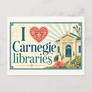 "Jag [hjärta] Carnegie-bibliotek" Vykort