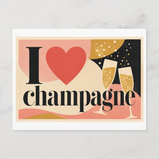 "Jag [Hjärta] Champagne" Vykort (Framsida)
