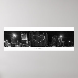 Jag hjärta Chicago Skyline i Black and White Poster