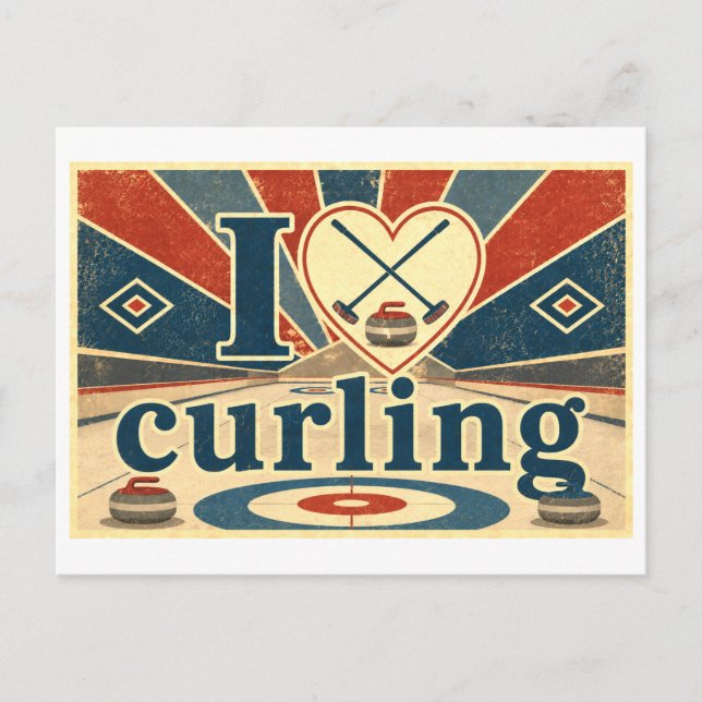 "Jag [Hjärta] Curling" Vykort (Framsida)