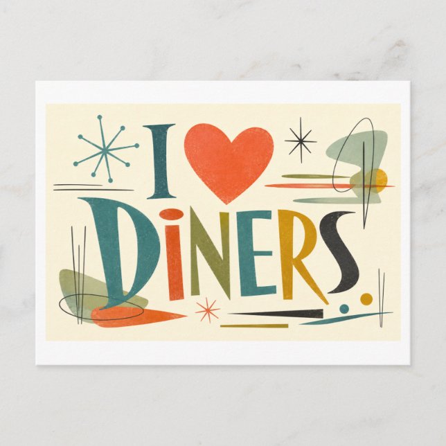 "Jag [Hjärta] Diners" Vykort (Framsida)