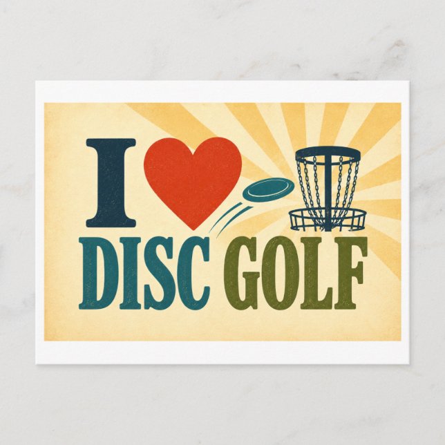 "Jag [Hjärta] Discgolf" Vykort (Framsida)