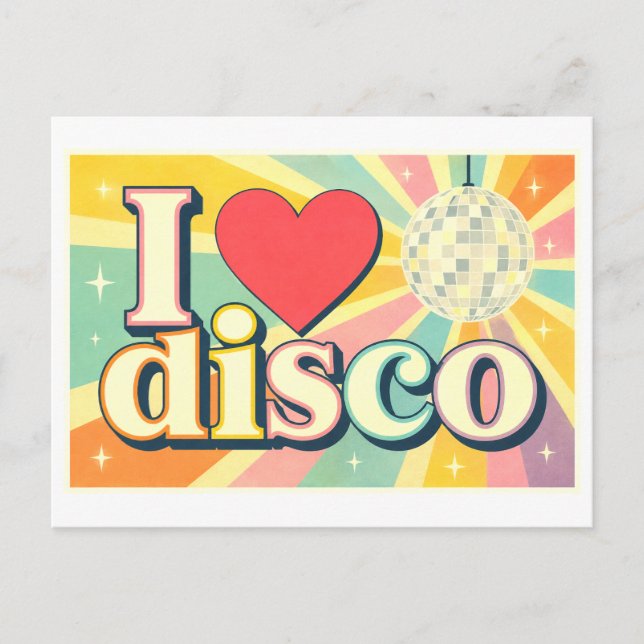 "Jag [Hjärta] Disco" Vykort (Framsida)