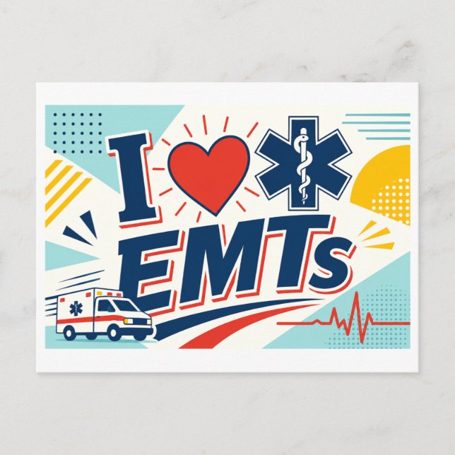 "Jag [Hjärta] EMTs" Vykort (Framsida)