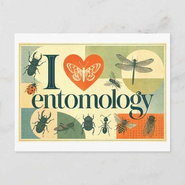 "Jag [Hjärta] Entomologi" Vykort (Framsida)