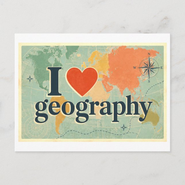 "Jag [Hjärta] Geografi" Vykort (Framsida)