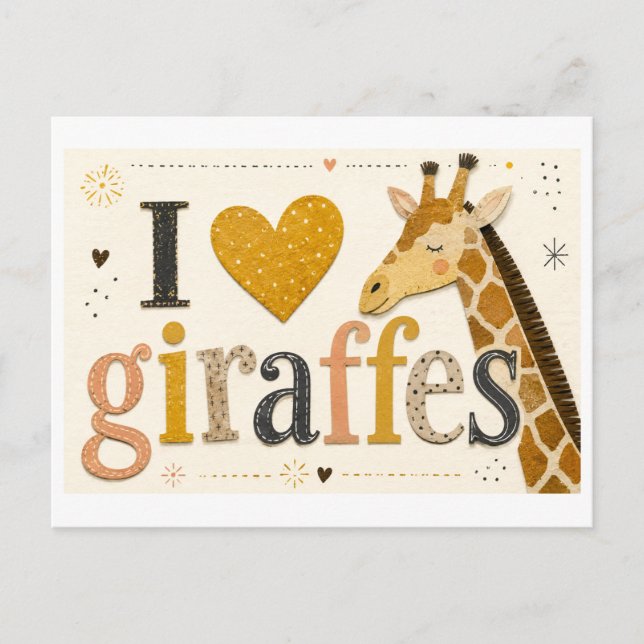 "Jag [Hjärta] Giraffer" Vykort (Framsida)
