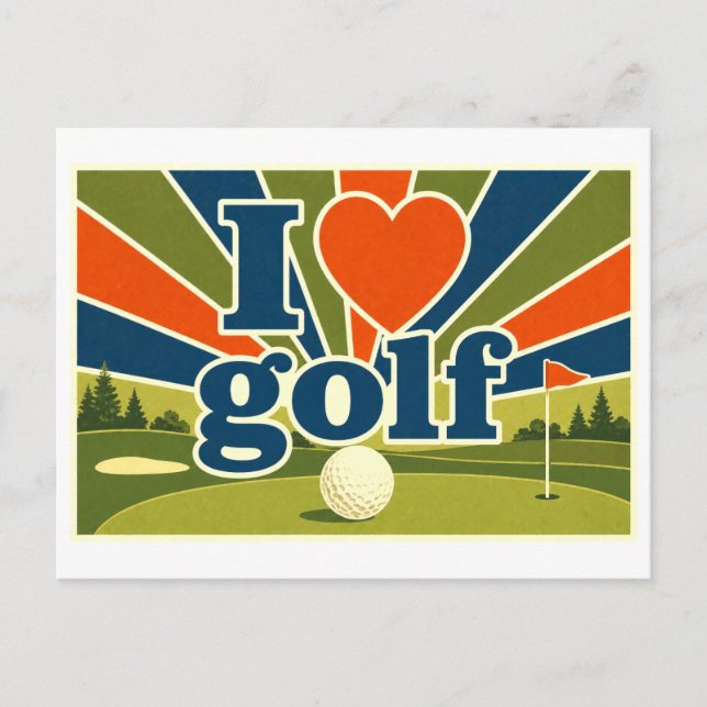 "Jag [Hjärta] Golf" Vykort (Framsida)