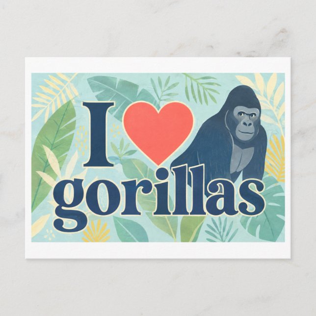 "Jag [Hjärta] Gorillor" Vykort (Framsida)