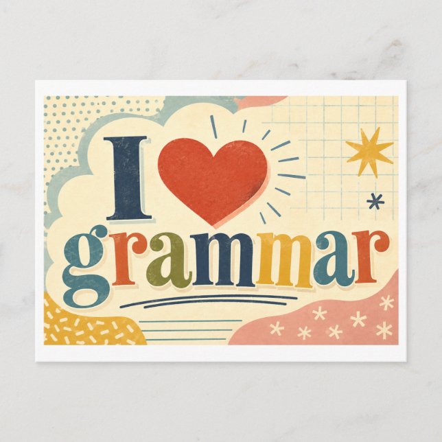 "Jag [Hjärta] grammatik" Vykort (Framsida)