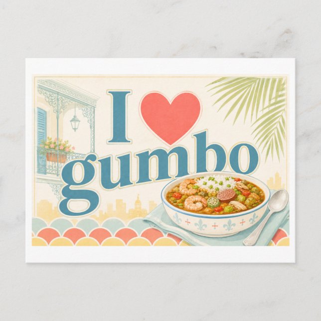 "Jag [Hjärta] Gumbo" Vykort (Framsida)