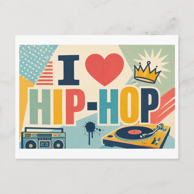 "Jag [hjärta] Hip-Hop" Vykort (Framsida)