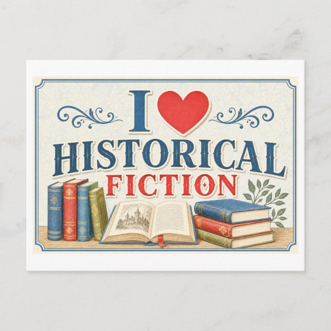 "Jag [Hjärta] Historisk Fiction" Vykort (Framsida)