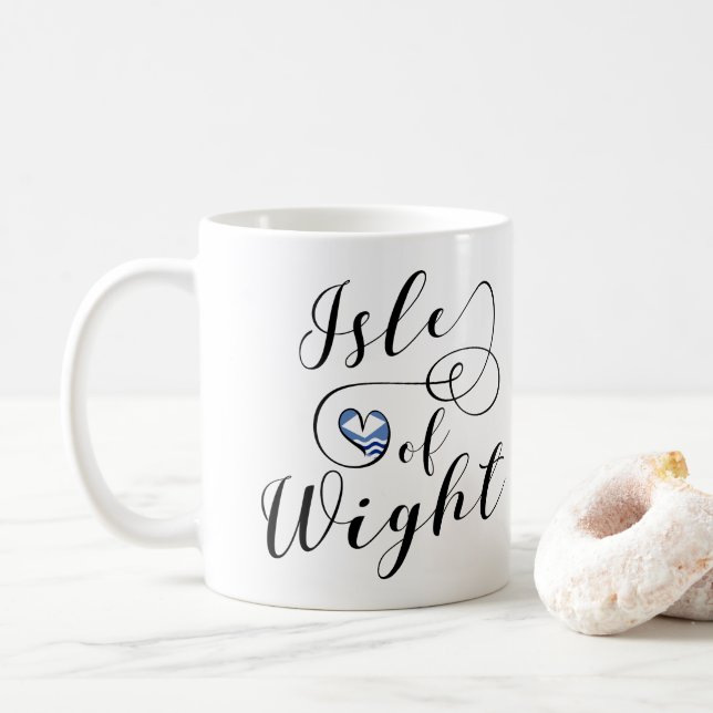 Jag hjärta Isle of Wight Flagga Kaffemugg (Med munk)