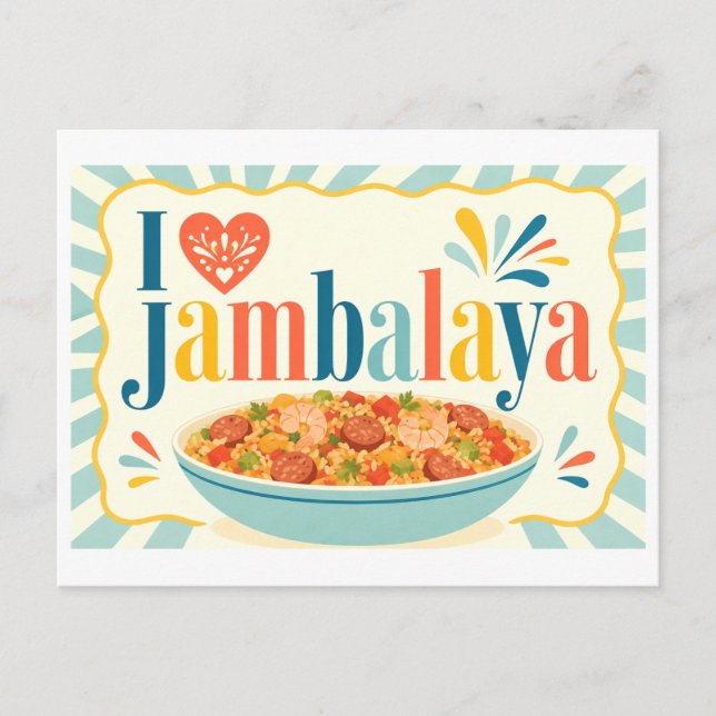 "Jag [Hjärta] Jambalaya" Vykort (Framsida)